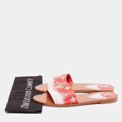 Pre Owned حذاء سلايد فلات لوي فيتون إسكال لوك إت كانفاس مقوى مونوغرامي ثنائي اللون مقاس 37