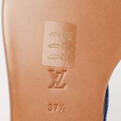 مملوكة مسبقًا Louis Vuitton Blue/White Monogram Coated Canvas Palma Flat Sandals Size 37.5