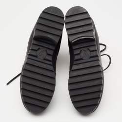 Pre Owned حذاء بوت كاحل لوي فيتون لاوريات كاتوغرام سويدي و كانفاس مقوى أسود/ بني نعل سميك مقاس 37.5