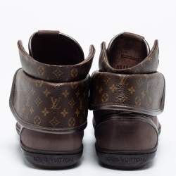 Pre Owned Louis Vuitton Brown Monogram Canvas & Nubuck Leather Brea Sneaker Boots Size 37