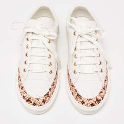 Louis Vuitton White Leather And Coated Canvas Stellar Low Top Sneakers Size 36.5