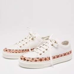 Louis Vuitton White Leather And Coated Canvas Stellar Low Top Sneakers Size 36.5