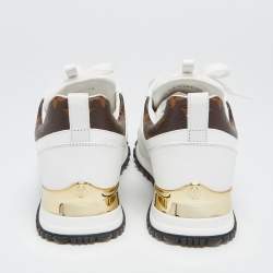 مملوكة مسبقًا Louis Vuitton White/Brown Canvas And Leather Run Away  Sneakers Size 38