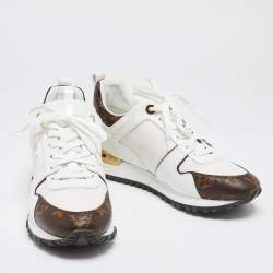 مملوكة مسبقًا Louis Vuitton White/Brown Canvas And Leather Run Away  Sneakers Size 38