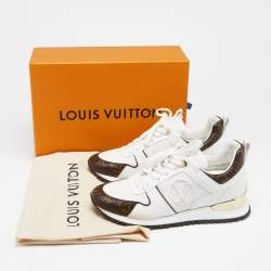 مملوكة مسبقًا Louis Vuitton White/Brown Canvas And Leather Run Away  Sneakers Size 38