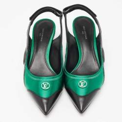 Pre Owned حذاء كعب عالي لوي فيتون أرشلايت جلد وشبك، ساتان أخضر/أسود فتحة كعب مقاس 38