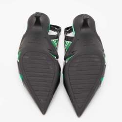 Pre Owned حذاء كعب عالي لوي فيتون أرشلايت جلد وشبك، ساتان أخضر/أسود فتحة كعب مقاس 38