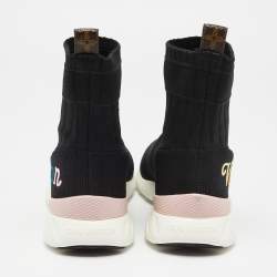 مملوكة مسبقًا Louis Vuitton Black Knit Fabric Aftergame High-Top Sneakers Size 36