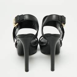 Pre Owned Louis Vuitton Black Leather Horizon Platform Sandals Size 38