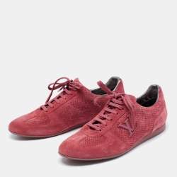 Louis Vuitton Pink Suede Printed Sneakers It 38 | 8