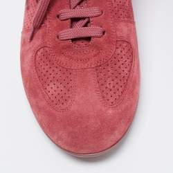 Louis Vuitton Pink Perforated Suede LV Logo Low-Top Sneakers Size 40.5