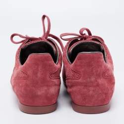 Louis Vuitton Pink Perforated Suede LV Logo Low-Top Sneakers Size 40.5