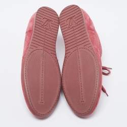 Louis Vuitton Pink Perforated Suede LV Logo Low-Top Sneakers Size 40.5