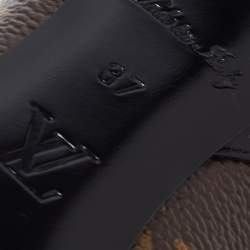 مملوكة مسبقًا حذاء كعب عالي لوي فيتون شيري جلد لامع وكانفاس مونوغرامي أسود/بني مقاس 37