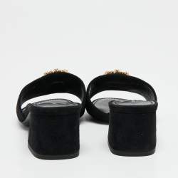مملوكة مسبقًا Louis Vuitton Black Suede Madeleine Slide Sandals Size 38