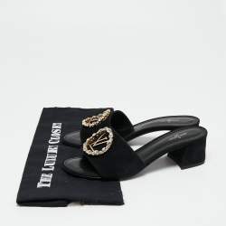 مملوكة مسبقًا Louis Vuitton Black Suede Madeleine Slide Sandals Size 38