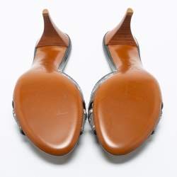 Pre Owned Louis Vuitton Blue/Grey  Monogram Denim Slides Size 37.5