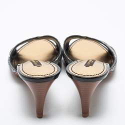 Pre Owned Louis Vuitton Blue/Grey  Monogram Denim Slides Size 37.5