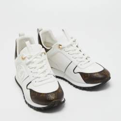 مملوكة مسبقًا Louis Vuitton White/Monogram Canvas and Leather Run Away Sneakers Size 38