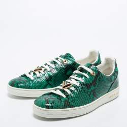 Louis Vuitton Green Python Leather Frontrow Sneakers Size 36.5