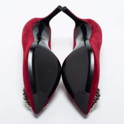Pre Owned Louis Vuitton Burgundy Suede Madeleine Pumps Size 38.5