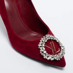 Pre Owned Louis Vuitton Burgundy Suede Madeleine Pumps Size 38.5