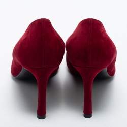 Pre Owned Louis Vuitton Burgundy Suede Madeleine Pumps Size 38.5