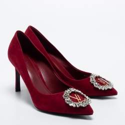 Pre Owned Louis Vuitton Burgundy Suede Madeleine Pumps Size 38.5