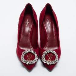Pre Owned Louis Vuitton Burgundy Suede Madeleine Pumps Size 38.5