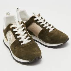 Louis Vuitton Green/White Suede, Mesh and Leather Run Away Low-Top Sneakers Size 40