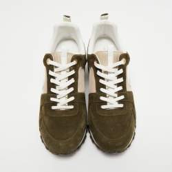 Louis Vuitton Green/White Suede, Mesh and Leather Run Away Low-Top Sneakers Size 40