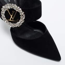 Louis Vuitton Black Suede Madeleine Pointed Toe Mules Size 39