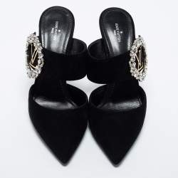 Louis Vuitton Black Suede Madeleine Pointed Toe Mules Size 39