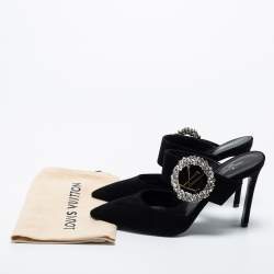 Louis Vuitton Black Suede Madeleine Pointed Toe Mules Size 39