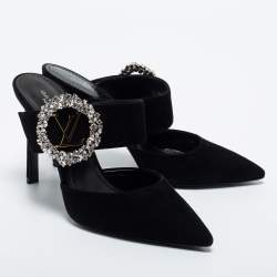 Louis Vuitton Black Suede Madeleine Pointed Toe Mules Size 39