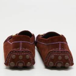 مملوكة مسبقًا Louis Vuitton Brown Suede Oxford Loafers Size 39.5