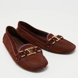 مملوكة مسبقًا Louis Vuitton Brown Suede Oxford Loafers Size 39.5