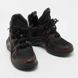 مملوكة مسبقًا Louis Vuitton Black/Brown Mesh and Monogram Canvas Archlight Sneakers Size 39