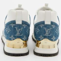 Louis Vuitton White/Blue Monogram Denim, Leather and Mesh Run Away Sneakers Size 35