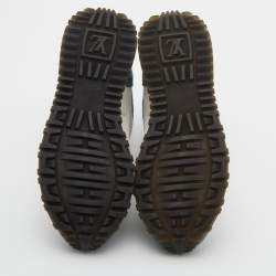 Louis Vuitton White/Blue Monogram Denim, Leather and Mesh Run Away Sneakers Size 35
