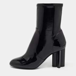 LOUIS VUITTON Patent Limitless Ankle Boots 37 Black 1199281