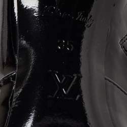 Pre Owned Louis Vuitton Black Patent Leather Silhouette Ankle Boots Size 35