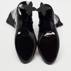 Pre Owned Louis Vuitton Black Patent Leather Silhouette Ankle Boots Size 35