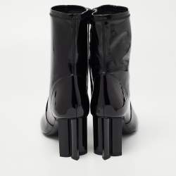 Pre Owned Louis Vuitton Black Patent Leather Silhouette Ankle Boots Size 35