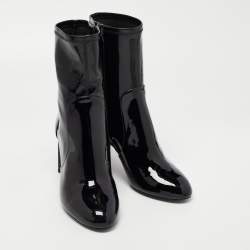 Pre Owned Louis Vuitton Black Patent Leather Silhouette Ankle Boots Size 35