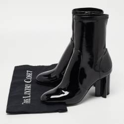 Pre Owned Louis Vuitton Black Patent Leather Silhouette Ankle Boots Size 35