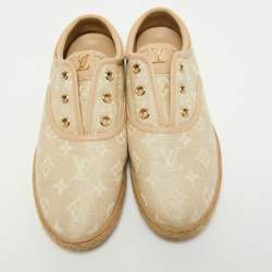 Louis Vuitton Beige Woven Monogram Raffia and Canvas Popincourt Espadrille Sneakers Size 39.5