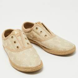 Louis Vuitton Beige Woven Monogram Raffia and Canvas Popincourt Espadrille Sneakers Size 39.5