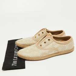 Louis Vuitton Beige Woven Monogram Raffia and Canvas Popincourt Espadrille Sneakers Size 39.5