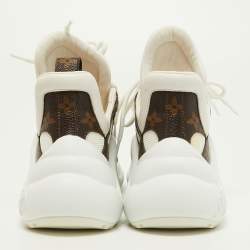 Louis Vuitton White/Brown Mesh, Leather and Monogram Canvas Archlight Sneakers Size 34.5